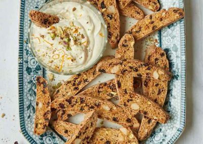 Spiced Biscotti with an Orange Syllabub Dip